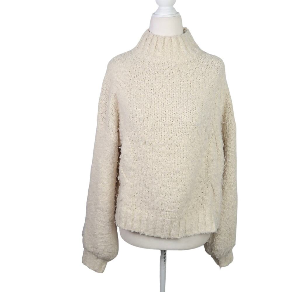 Lovers & Friends cream fuzzy knit mockneck sweater XS